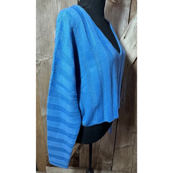 Forever 21 V Neck Knit Sweater Crop Top Blue Women's Size Medium - Picture 2 of 10